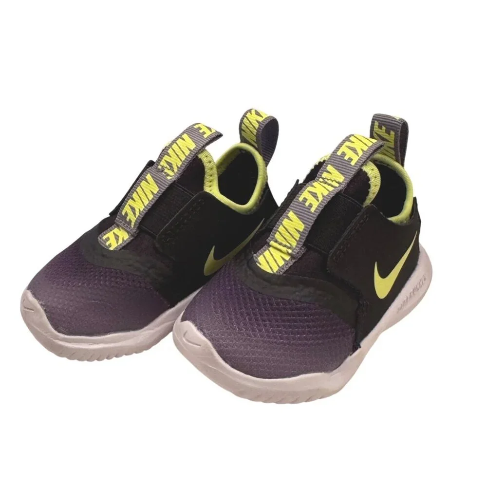 Nike Flex Runner Size 4 Child Infant Sneaker Black Neon NWOB